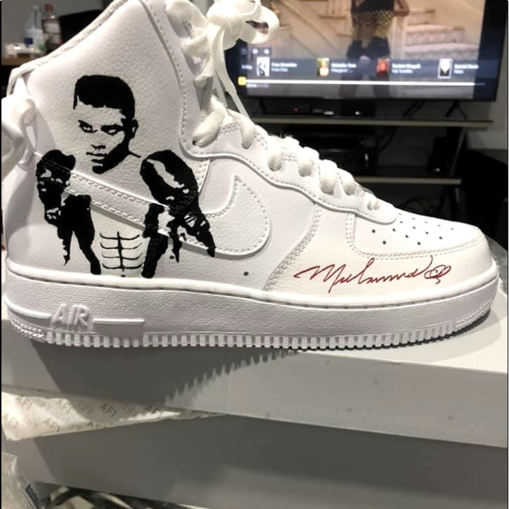 Customized AF1 high tops, Muhammad Ali